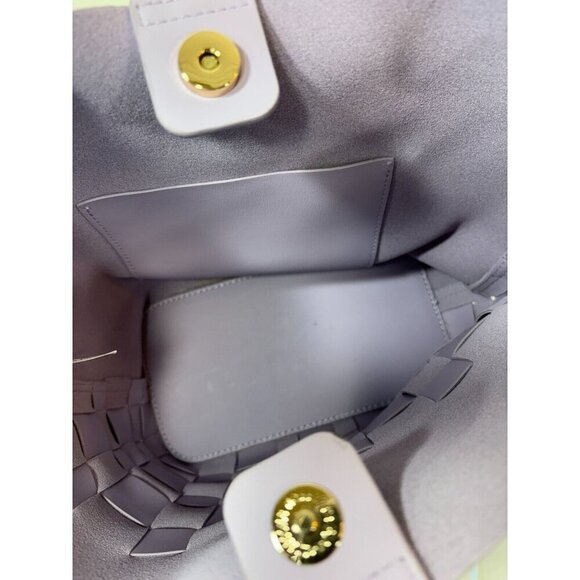 Mello World PURPLE BASKET WEAVE BUCKET BAG Purse/ Shoulder Bag - Picture 6 of 14